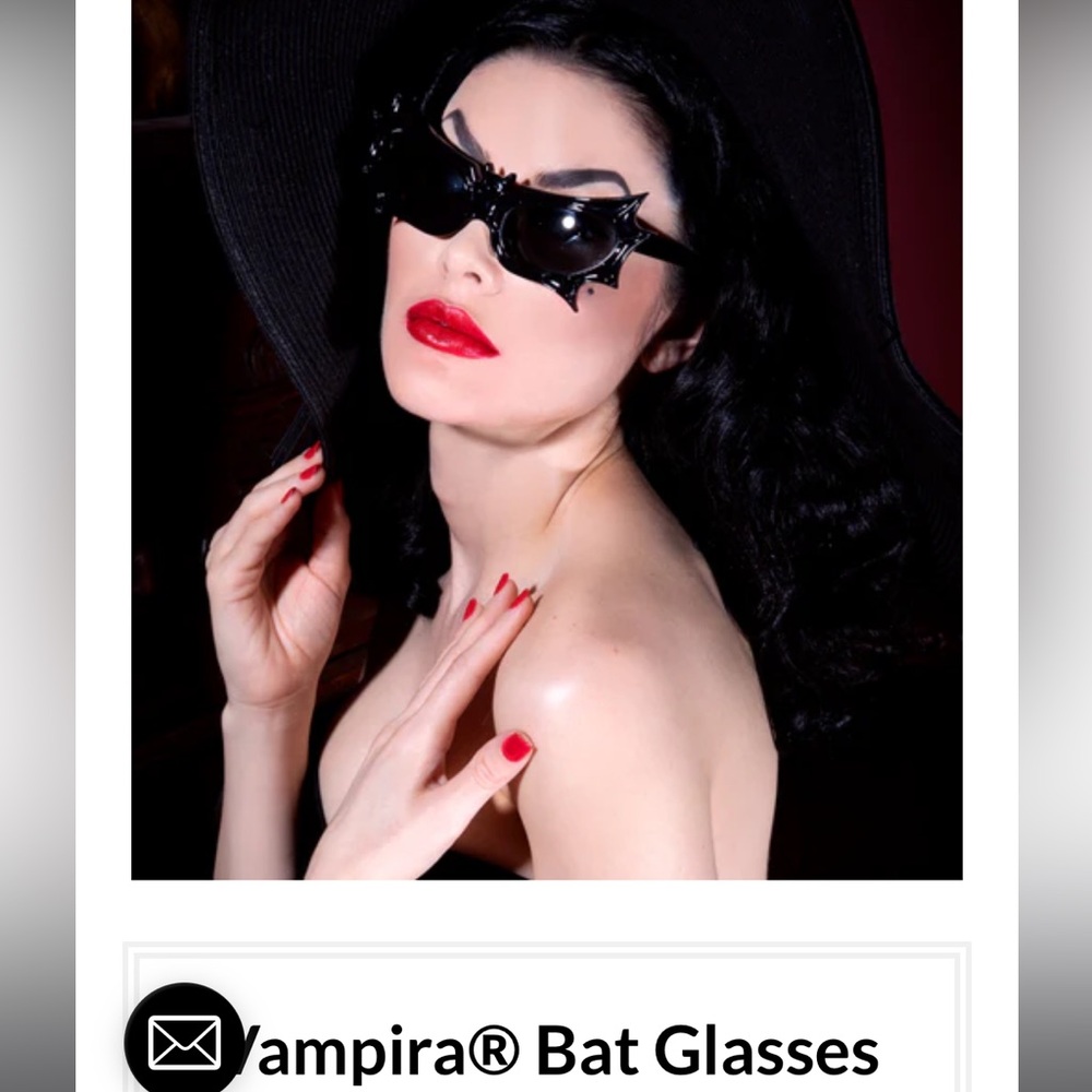 La Femme En Noir Vamp Batwing Black Goth Sunglasses - Picture 3 of 6